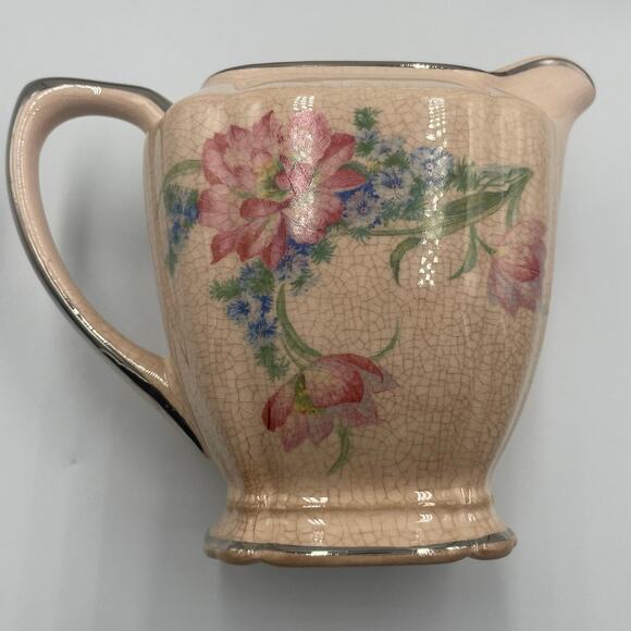 Vintage Quadro Crooksville Sugar Bowl Creamer Gravy Boat Dishes Serveware Pink - Picture 5 of 12